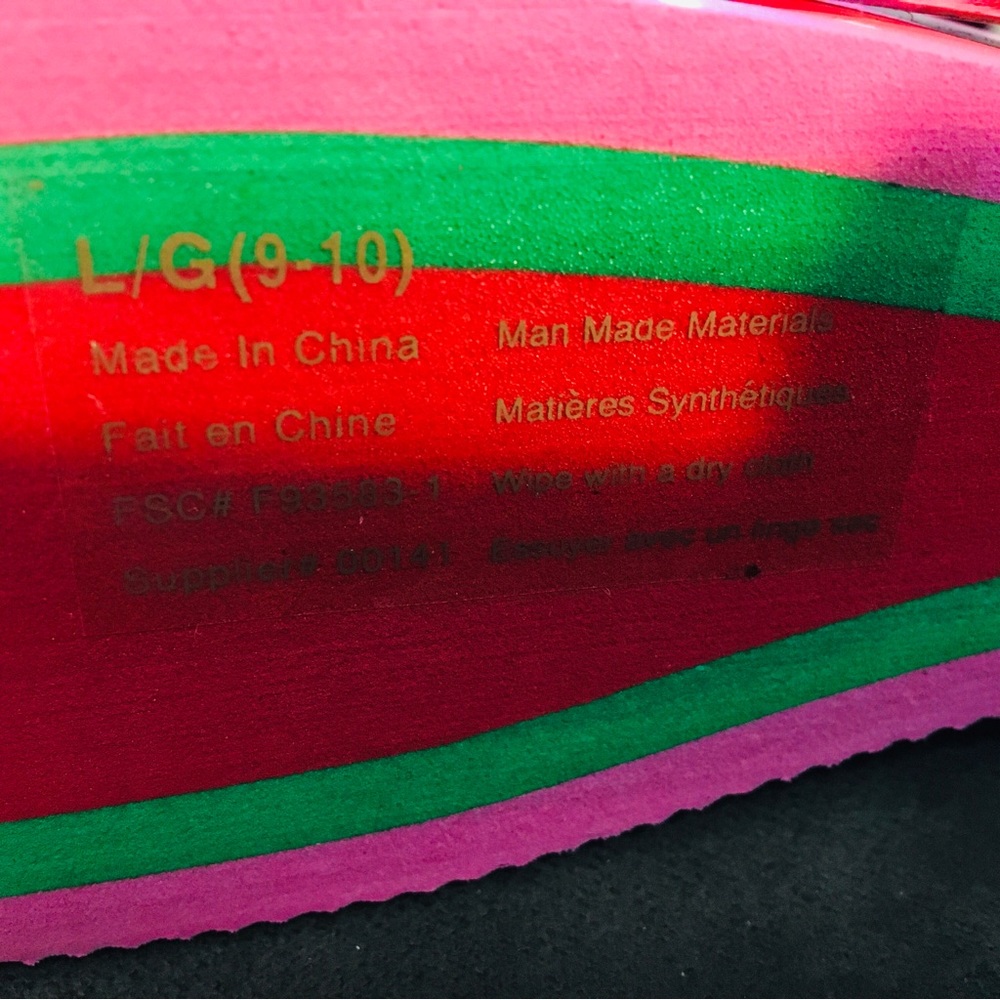 Fruit Flip Flops  sz 9/10. NWT.  Rubber.  Pink red green. 2.5” heels - Picture 6 of 6